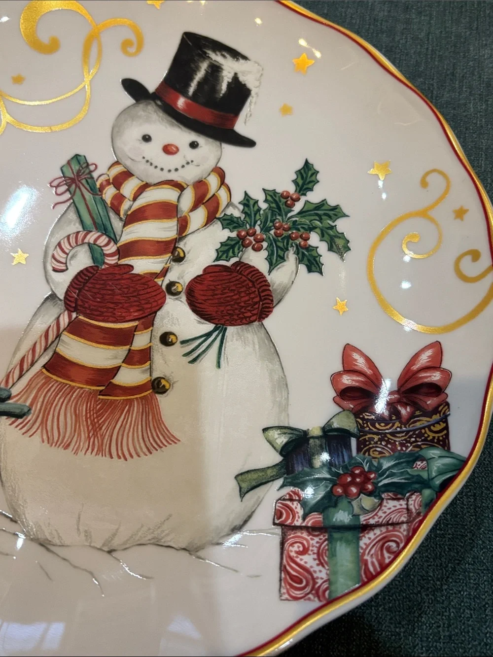 Williams Sonoma Snowman Twas the Night Before Christmas Dinner Plate